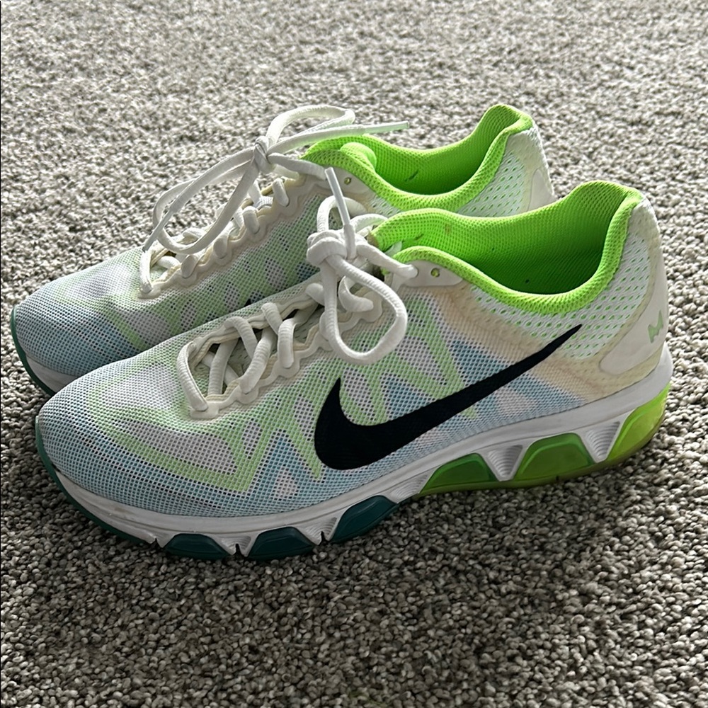 Nike White and Green Athletic Shoes